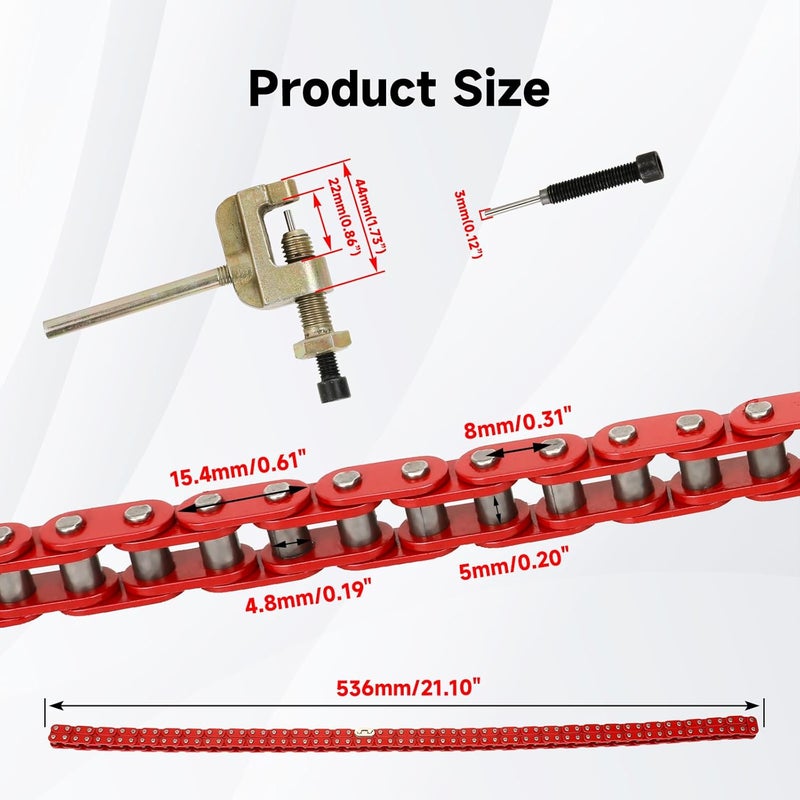 XIKOBY T8F Drive Chain 134 Link Chain Breaker Compatible with 2 Stroke Engine SYX Moto 50cc Dirt Bike Mototec SSR X-pro Coolster 47cc 49cc Pocket Rocket Pit Bike ATV Quad 4 Wheeler Go Kart Parts (Red) - Image 5